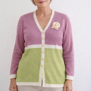 St. John Collection Long Cardigan Sweater Medium Spring Easter